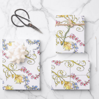 Blumenpapier Geschenkpapier Set