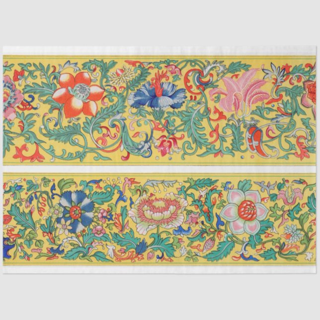 Blumenpapier mit gelbem Hintergrund Seidenpapier (Vorderseite)