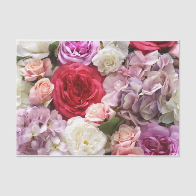 Blumenpapier mit Rose und Hydrangen Seidenpapier (Vorderseite)