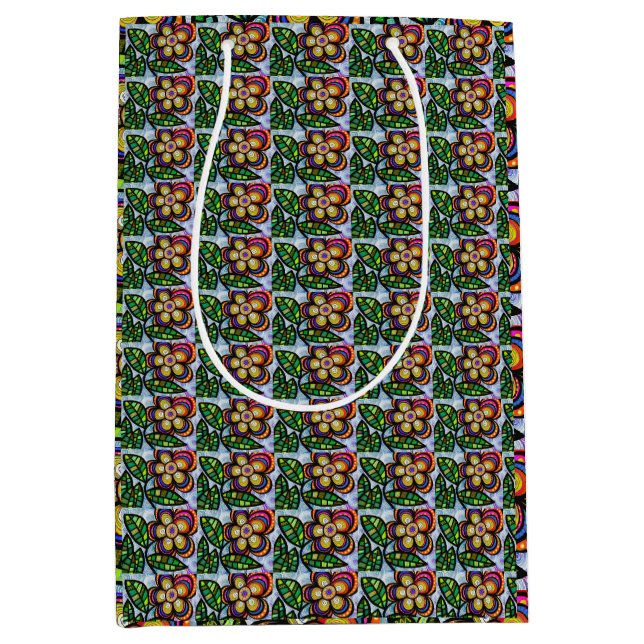 Blumenpapier Mittlere Geschenktüte (Vorderseite)