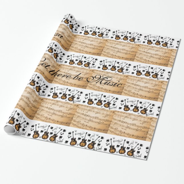 Blumenpapier, Musiknoten Gitarre Geschenkpapier (Ungerollt)