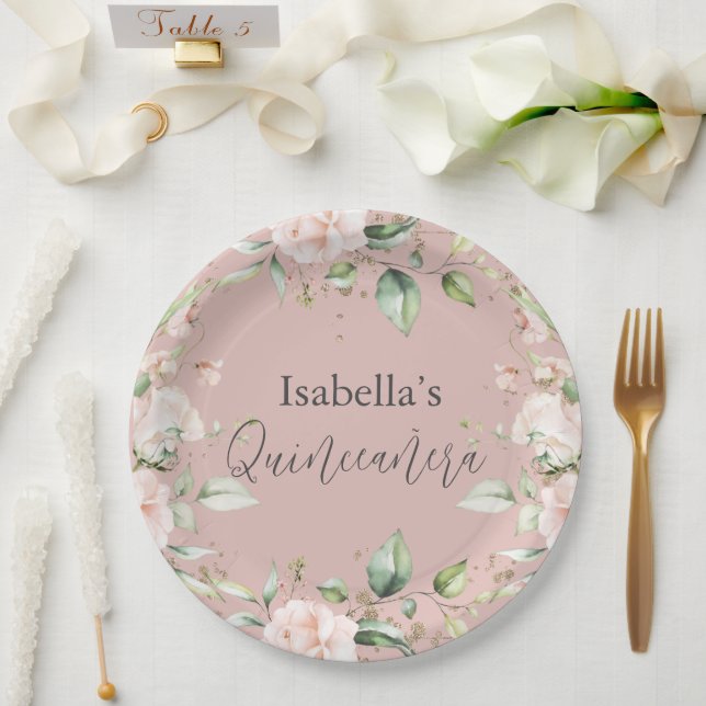 Blumenpapier Pappteller (Hochzeit)