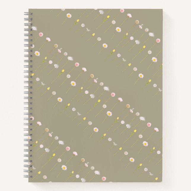 Blumenpapier - Pastell-Blume Grün Notizbuch (Vorderseite)