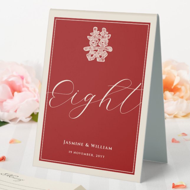 Blumenpapier schneiden doppeltes Glück chinesische Tischaufsteller (In Situ (Hochzeit))