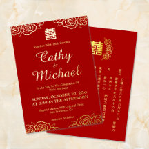 Blumenpapiere Rose Rot und Gold Chinesische Hochze