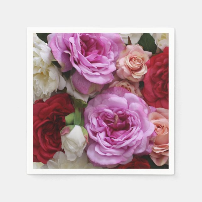 Blumenpapierservietten mit Rose und Pfannkuchen Serviette (Vorderseite)