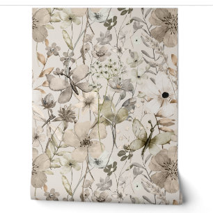 Blumenparadies beige Tapetenrollen Tapete