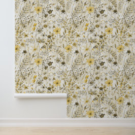 BLUMENPARADIES / gelbe Khaki-Stimmung Tapete
