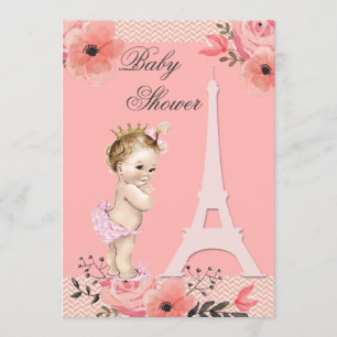 Blumenparis-Eiffelturm-Prinzessin Babyparty Einladung