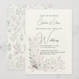 Blumenpastel Moderne Typografie Hochzeit Einladung