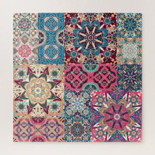 Blumenpatchwork: vintage kariertes Muster.