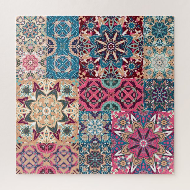 Blumenpatchwork: vintage kariertes Muster. (Vertikal)