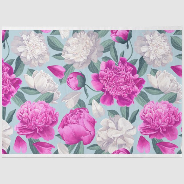 Blumenpeony Blume Muster Decoupage Seidenpapier (Vorderseite)