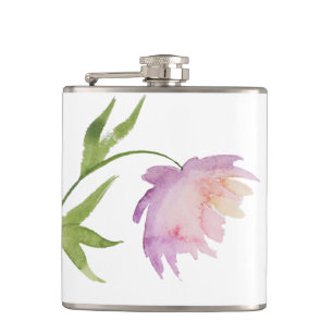 *~* Blumenpeony Wasserfarbe Lavendel Pink Populär Flachmann