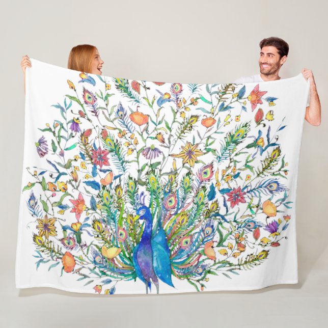 Blumenpfau Fleecedecke (Beispiel)