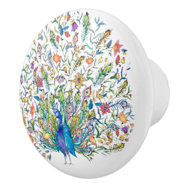 Blumenpfau Keramikknauf (Rechts)
