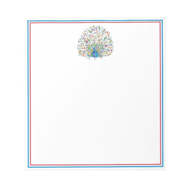 Blumenpfau Notizblock (Vorderseite)