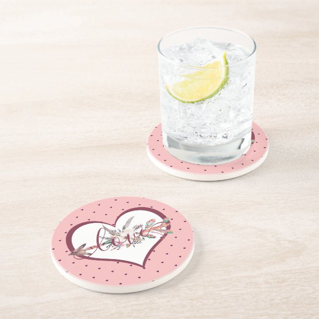 Blumenpfeil Valentinstag   Getränkeuntersetzer (Seite)