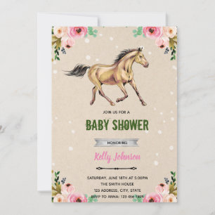 Blumenpferd Cowgirl Dusche Geburtstagseinladung Einladung
