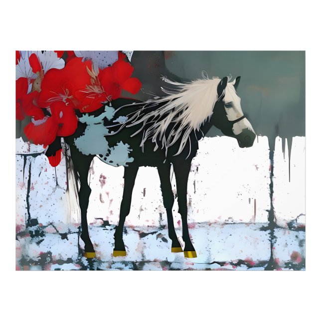Blumenpferd Fotodruck (Vorne)