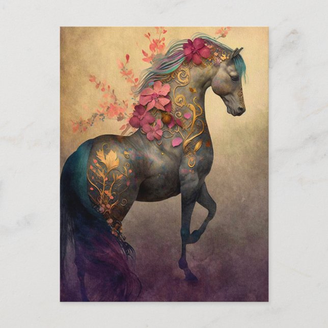 Blumenpferd Postkarte (Vorderseite)