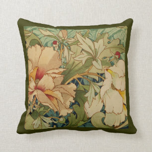 Blumenpfingstrosen-Vintager viktorianischer Kissen
