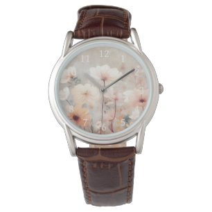 Blumenpfirsich Beige Blume Design 328 Armbanduhr