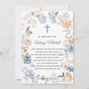 Blumenpfirsich Blush Blue Taufgebet Einladung