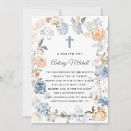 Blumenpfirsich Blush Blue Taufgebet Einladung