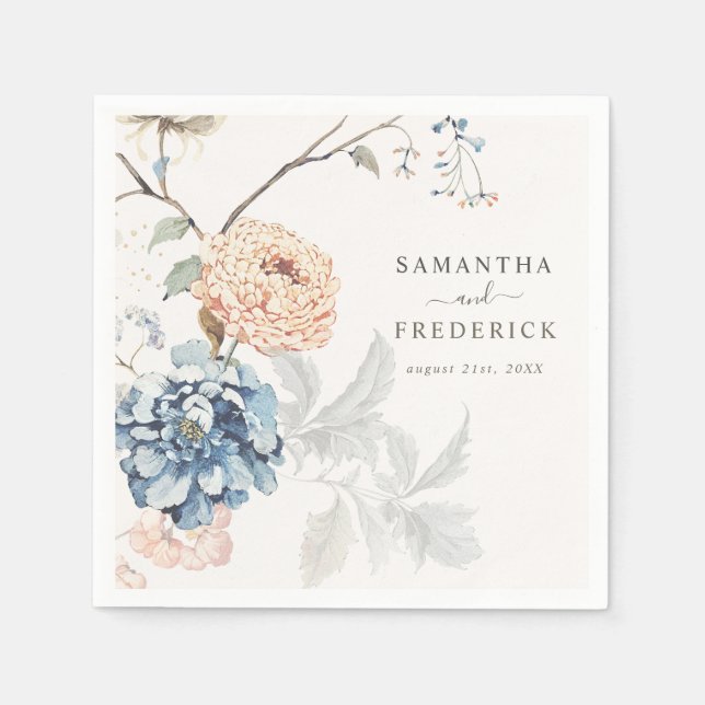 Blumenpfirsichblütenhochzeit Serviette (Vorderseite)