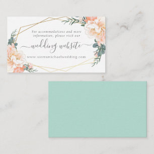 Blumenpfirsichcreme Gold Mint Green Wedding Websit Begleitkarte