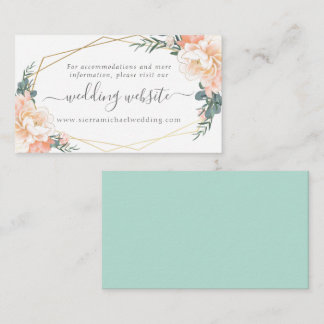 Blumenpfirsichcreme Gold Mint Green Wedding Websit Begleitkarte