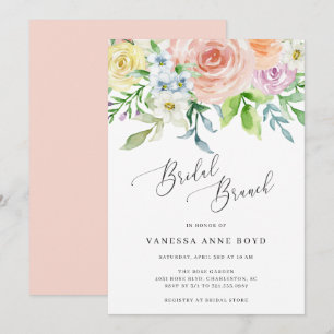 Blumenpfirsichfarben Blume Bridal Brunch Einladung
