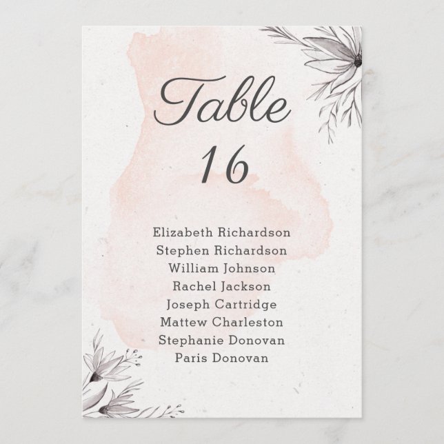 Blumenpfirsichgraue romantische Hochzeitskarte Programm (Vorderseite)
