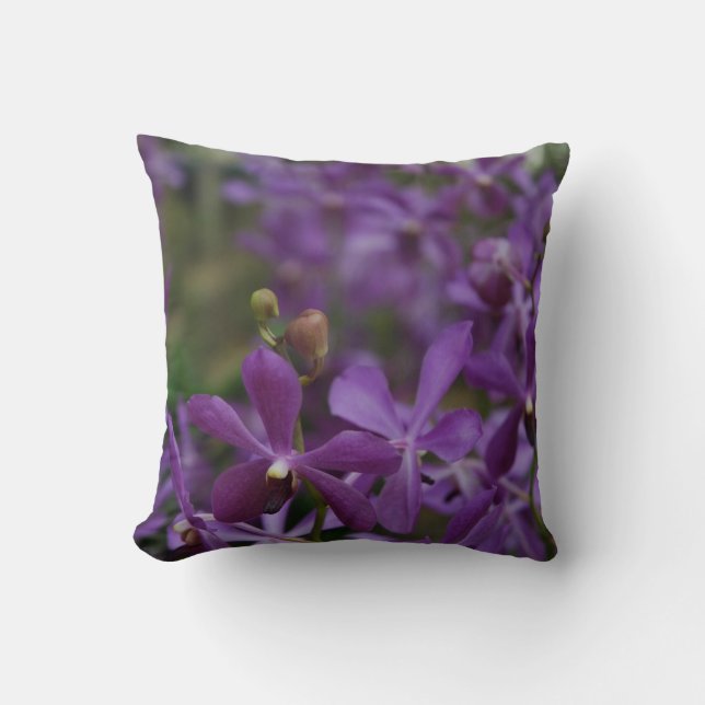 Blumenphotographie: Lila Orchideen im Garten Kissen (Vorderseite)