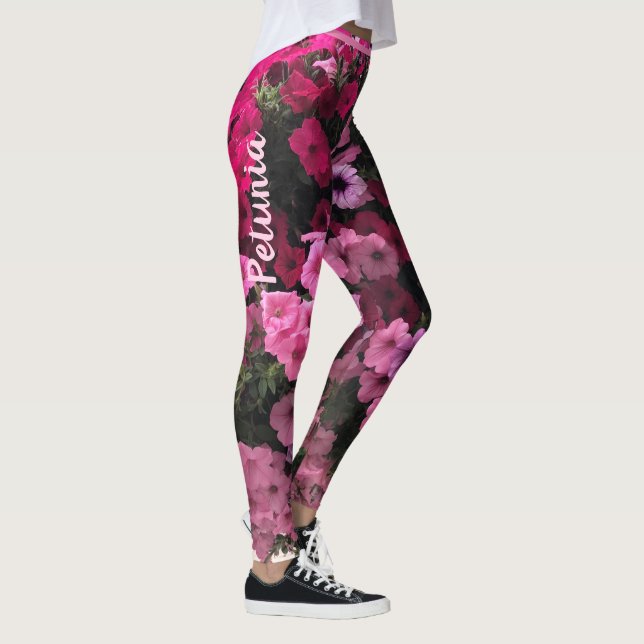 Blumenpinks Purpur Grüner Garten Persönlich Leggings (Rechts)