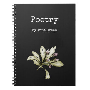 Blumenpoesie zum Schreiben eines Notebooks Notizblock