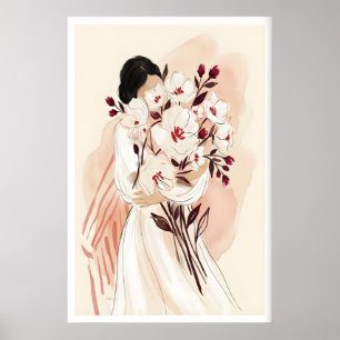 Blumenporträt-Druck übergroße Wasserfarbenblüten Poster