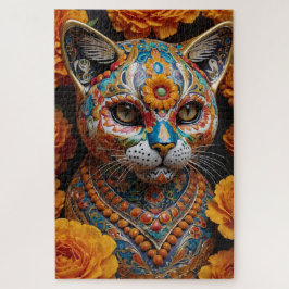 Blumenporzellankatze mit echten Augen