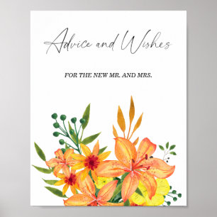 Blumenposter mit Glückwünschen für Neuvermählte Poster