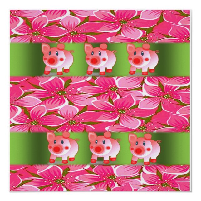 Blumenposter Schwein Poster (Vorderseite)