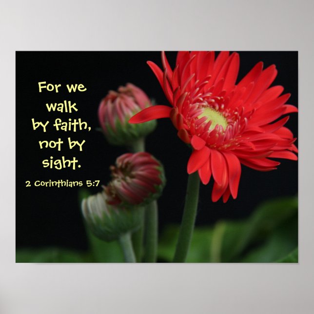 Blumenposter w Bibel Vers von 2 Korinthesen 5:7 Poster (Vorne)