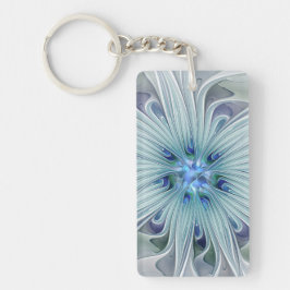 Blumenpracht abstrakt modern blau Pastell-Blume Schlüsselanhänger