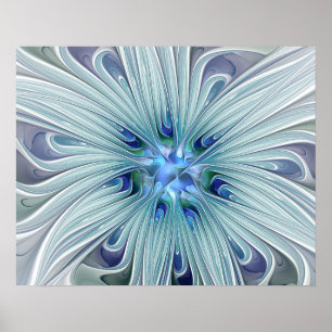 Blumenpracht abstrakt modern blaue Pastellblume Poster