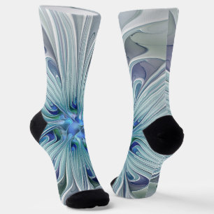 Blumenpracht abstrakt modern blaue Pastellblume Socken