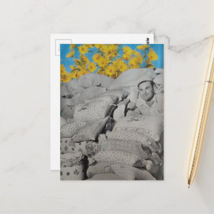 Blumenprint Mehl Säcke und gelbe Sonnenblumen Postkarte