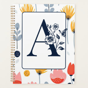 Blumenprint Monogramm Anfangsbuchstaben Name minim Planer