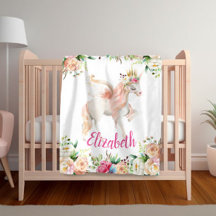 Blumenprinzessin-Einhorn-Mädchen-Decke Fleecedecke
