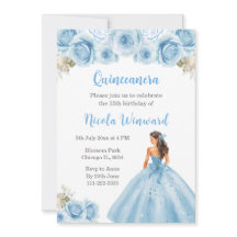 BlumenPrinzessin in blauem Kleid Quinceanera