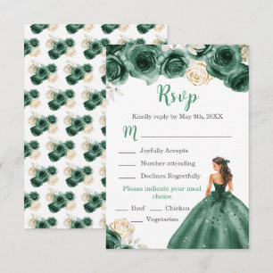 BlumenPrinzessin in dunkelgrüner Kleiderauswahl RSVP Karte